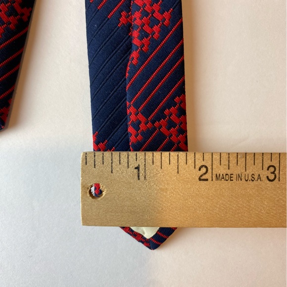 Vintage Macrae red blue big plaid wide tie polyester - Picture 10 of 11